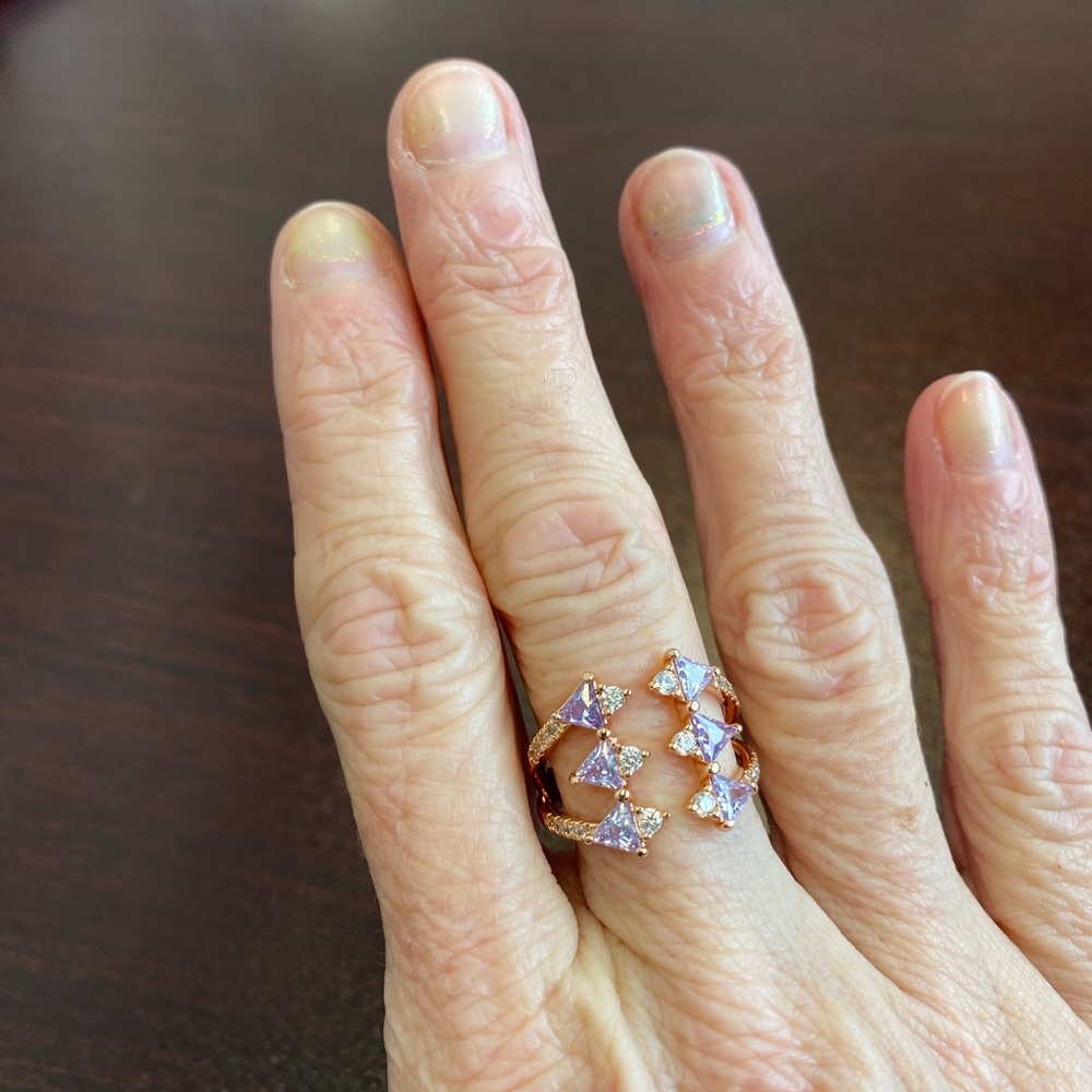 NWT Size 7 Ring Bomb Party Lavender Topaz & CZ Rose Gold Plated MSRP $116